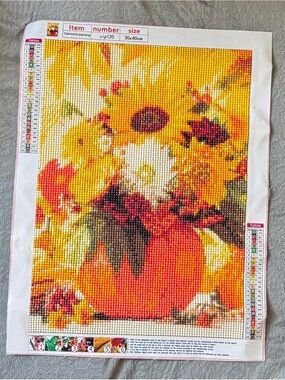 Finished Sunflower Bouquet Diamond Art Diamond Painting - Yellow & Orange